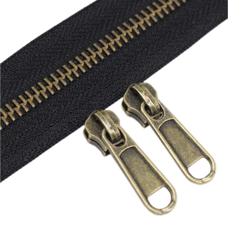 YaHoGa #5 Metal Zippers by The Yard Bulk 4 Yards + 10 pcs Sliders for Bags DIY Sewing Tailor Crafts (Anti-Brass Teeth) - Image 1